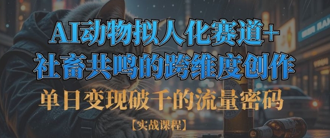 单日变现破千的流量密码，AI动物拟人化赛道+社畜共鸣的跨维度创作-苏仟云分享