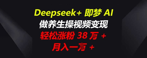 Deepseek+即梦AI,做养生操视频变现,轻松涨粉38W+,月入一W+-苏仟云分享