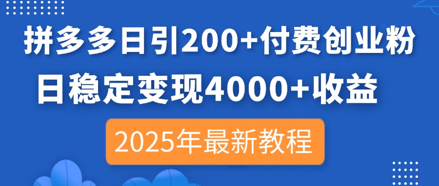 (14217期)拼多多日引200+付费创业粉,日稳定变现4000+收益,2025年最新教程-苏仟云分享