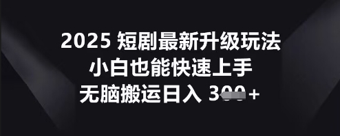 2025短剧最新升级玩法，小白也能快速上手，无脑搬运日入3张-苏仟云分享