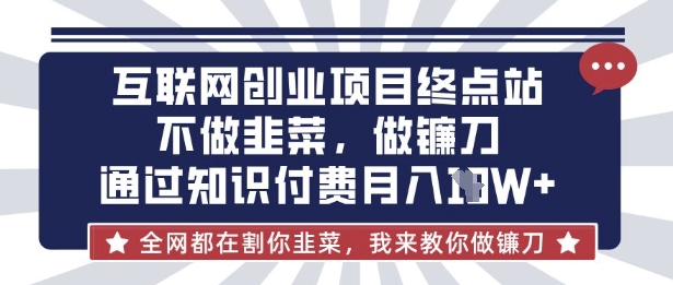 互联网创业尽头-不做韭菜，做镰刀，通过知识付费月入10个【揭秘】-苏仟云分享