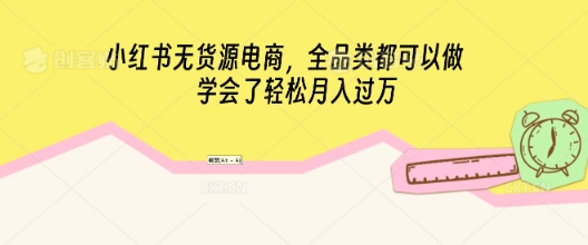 小红书无货源电商，全品类都可以做，学会了轻松月入过W-苏仟云分享