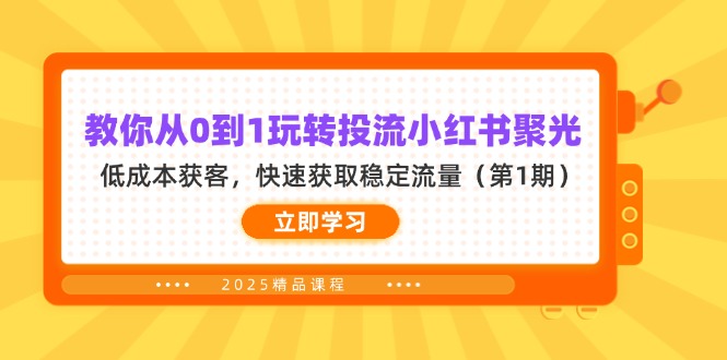 （14260期）教你从0到1玩转投流小红书聚光，低成本获客，快速获取稳定流量（第1期）-苏仟云分享