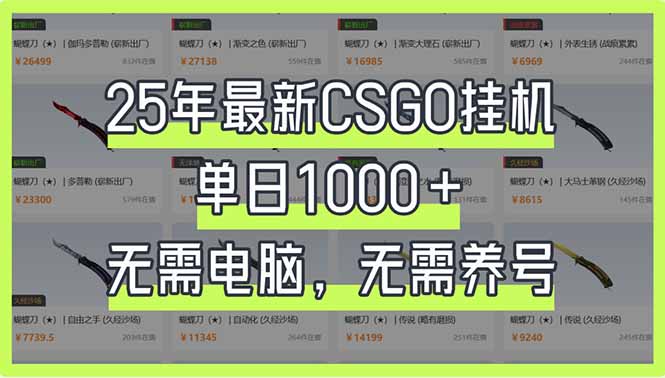 (14178期)25年最新CSGO挂机系统,单日1000+,无需电脑,无需养号,0基础可上手-苏仟云分享