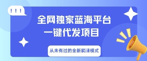 全网独家蓝海平台一键代发项目，从未有过的全新躺Z模式-苏仟云分享