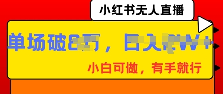 小红书无人直播，纯小白可做，有手就行，单场直播销售额破8w-苏仟云分享