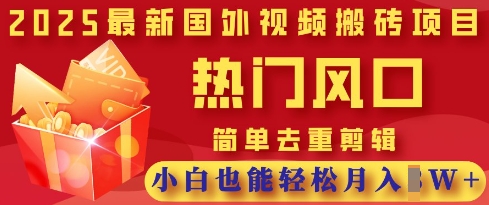 2025最新视频搬砖项目,热门风口,简单去重剪辑,小白也能轻松月入过W-苏仟云分享
