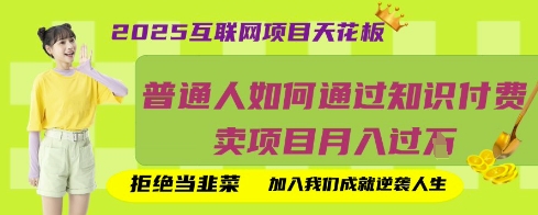 2025互联网项目天花板，普通人如何通过知识付费卖项目月入过W，拒绝当韭菜【揭秘】-苏仟云分享