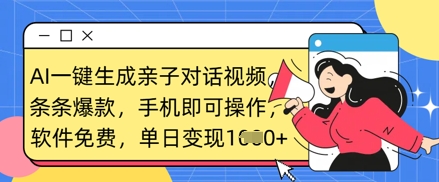 AI一键生成亲子对话视频，条条爆款，一部手机即可操作，单日变现数张-苏仟云分享