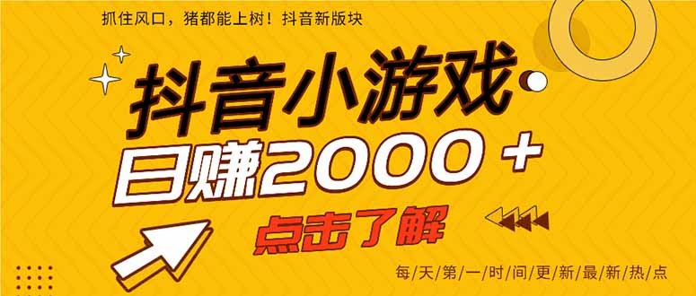 （14319期）抖音小游戏，最新风口项目，亲测单游戏2000+感兴趣点击了解。-苏仟云分享