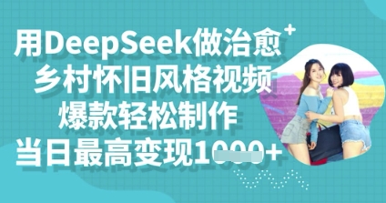用DeepSeek做治愈乡村怀旧风格视频,爆款轻松制作,当日最高变现多张-苏仟云分享